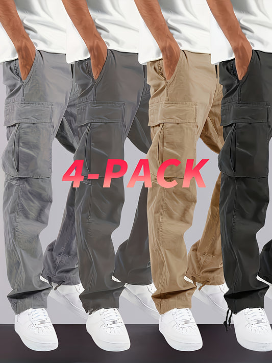 4 Pairs of Men'S Casual Work Pants And Men'S Home Wear Pants, Multi-Functional Pants, Sweatpants, Winter Long Pants, Available in Multiple Colors, Suitable for Autumn And Winter Seasons, Machine Washable, Ideal for Casual Dai