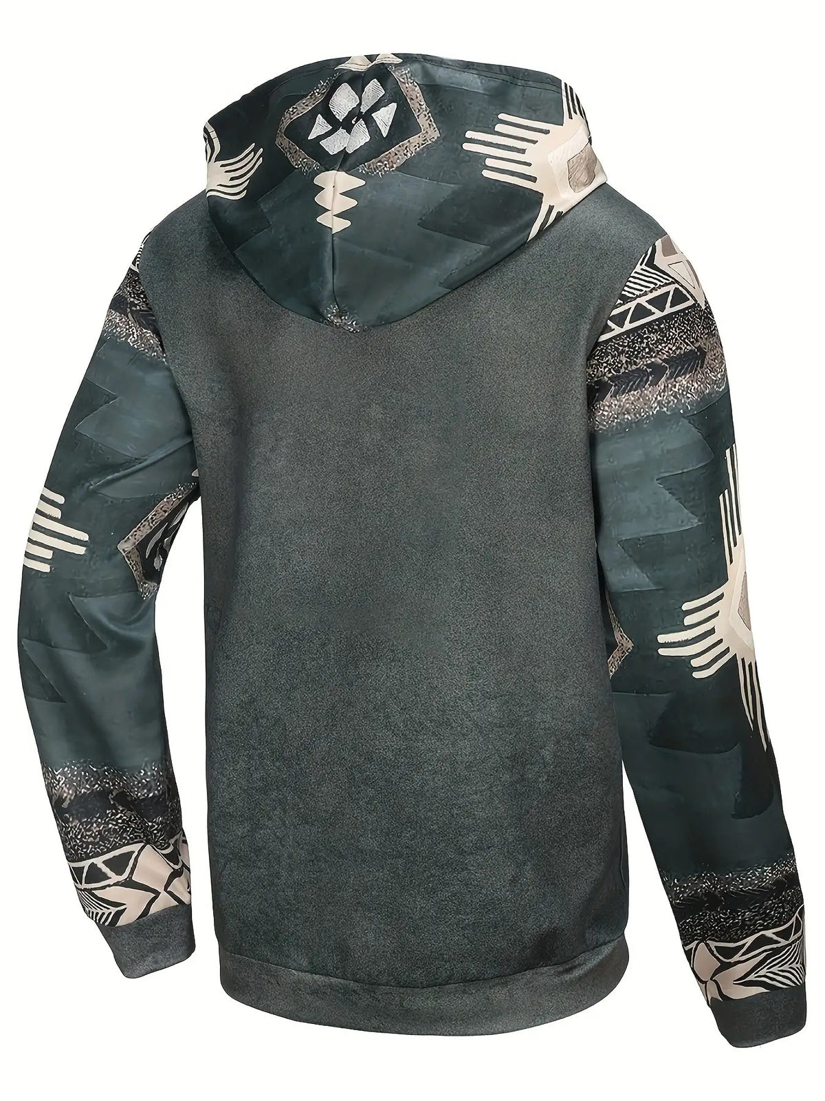 Men'S Retro 3D Digital Print Hoodie with Bull Skull & Tribal Geometric Pattern - Stretch Fabric, Kangaroo Pocket, Machine Washable, Regular Fit Pullover Sweatshirt for Autumn Winter Casual Streetwear - Native American-Inspire