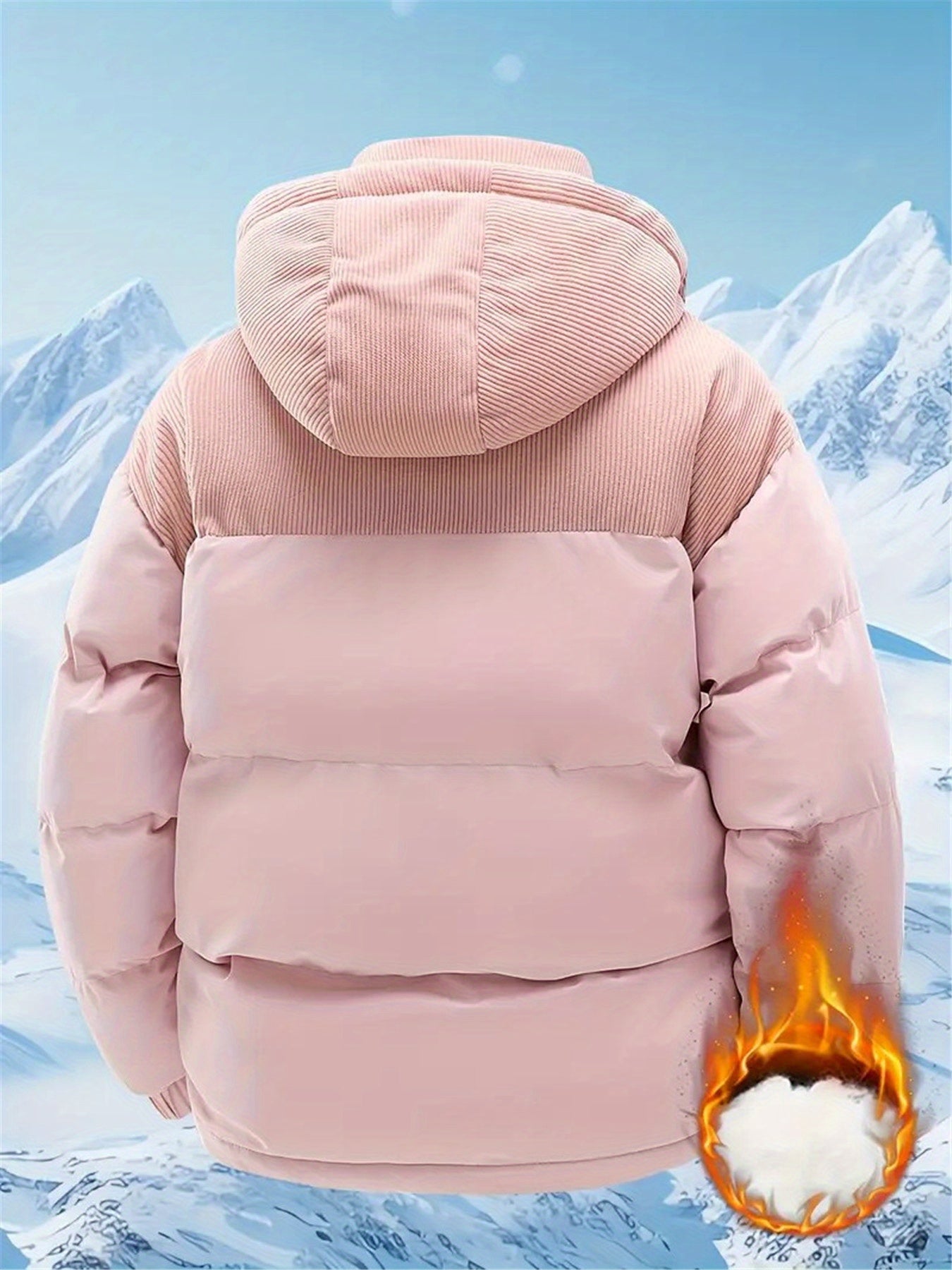 [Winter Fleece Jacket] 1pc Winter Hooded Fleece Jacket for Men & Women - Detachable Hooded Warm Color Block Coat with Zipper Closure, Polyester Fill, Regular Fit, Perfect for Cold Weather Outdoor Activities