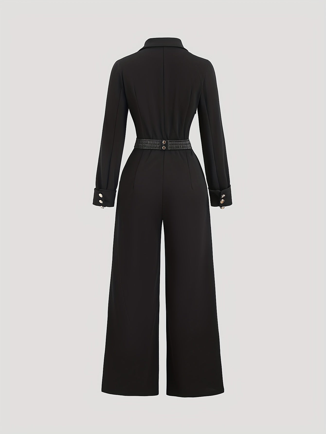 [Elegant Black Pantsuit] Elegant Black Pantsuit For Women | Formal & Casual Business Outfit with Double Button Front, Structured Wide-Leg Trousers, All-Season Professional Attire for Office, Events, Casual Attire - Women's Fo
