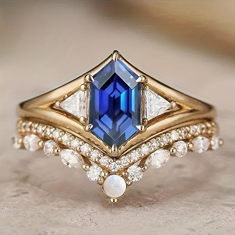 9pcs Fashionable Synthetic Synthetic Synthetic Zircon Teenager'S Engagement And Wedding Set Rings, Various Styles, Styles, Internet Celebrities, Goddesses, Girls, Perfect Wear, Noble Gifts, Etc, For Teenager, For Teenager