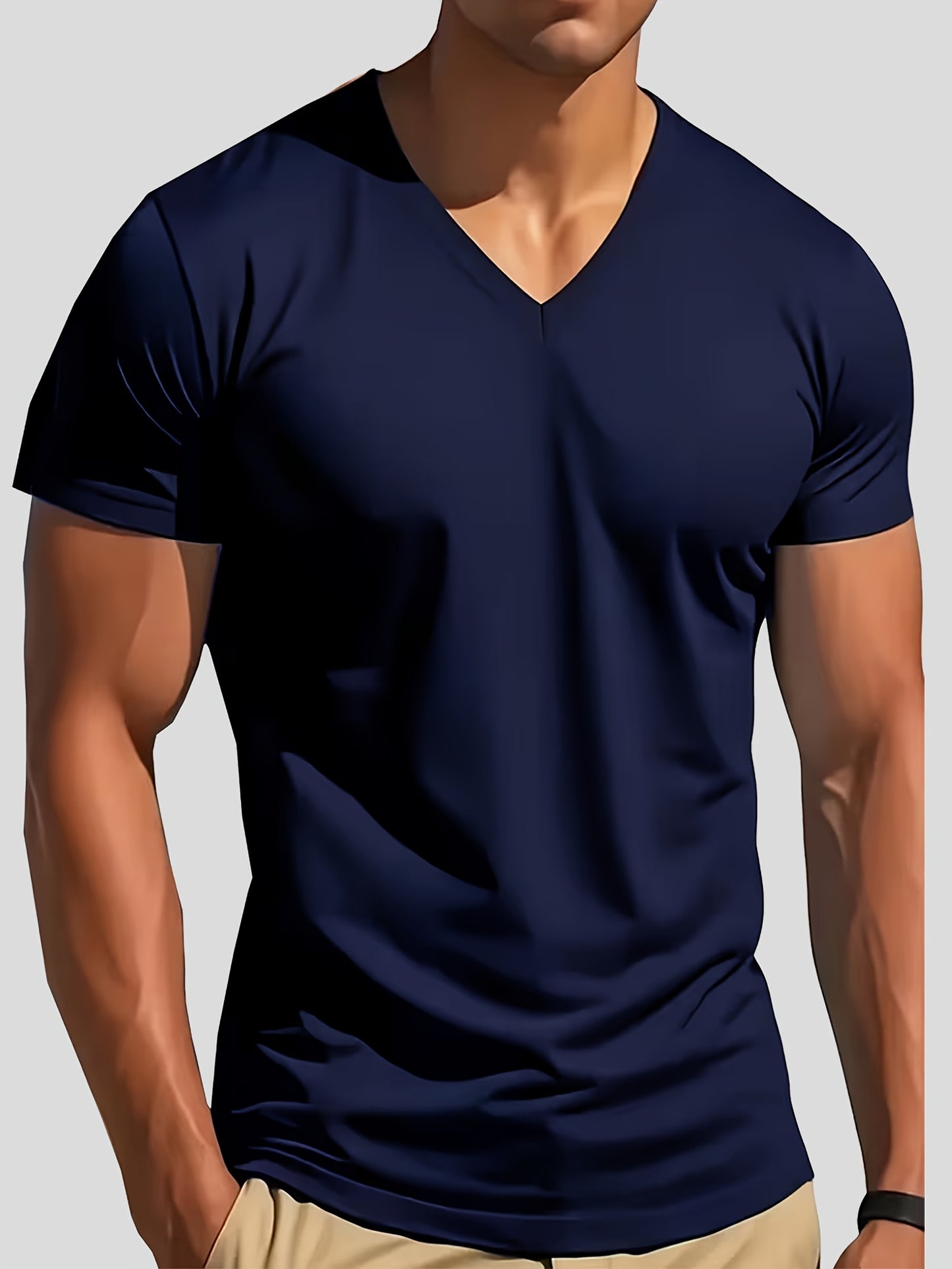 5-Pack Men'S V-Neck T-Shirts | Comfortable, Slightly Stretchable, Slim Fit, Versatile Design, Sportswear, Quick-Dry, Modern Style, Casual Sports Apparel