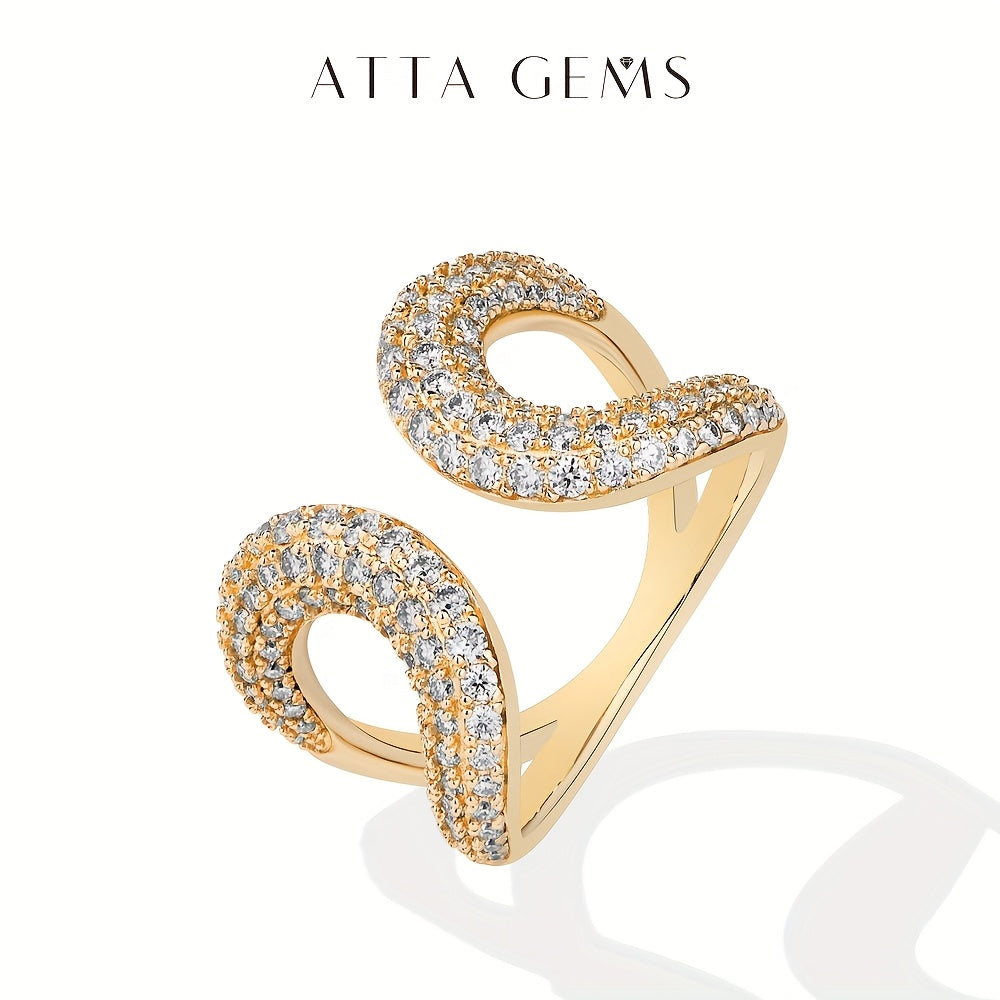 A Stunning S925 Silver Double C Open Ring Made of Moissanite, Fashionable And Elegant, Perfect Gift for a Girlfriend Or Wife.
