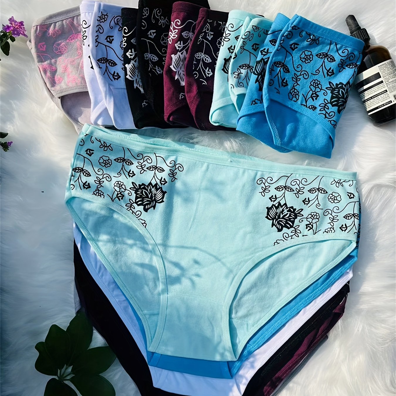 12pcs/Set Mid Waist Pure Print Panties Women Body Slimming Underwear Breathable Ladies Briefs Sexy Comfort Ladies Lingerie (6 Color Random Delivery)