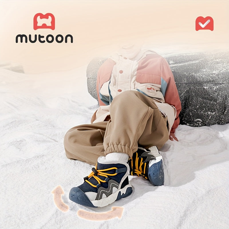Mutoon Boys' & Girls' Winter Snow Boots with Plush Lining - Warm Insulated EVA+TPR Sole, Lace-Up Closure, Round Toe, Lightweight Outdoor Hiking Boots for Snow, Ice, And Cold Weather, Winter Boots, Snow Boots For Boys, Snow Bo