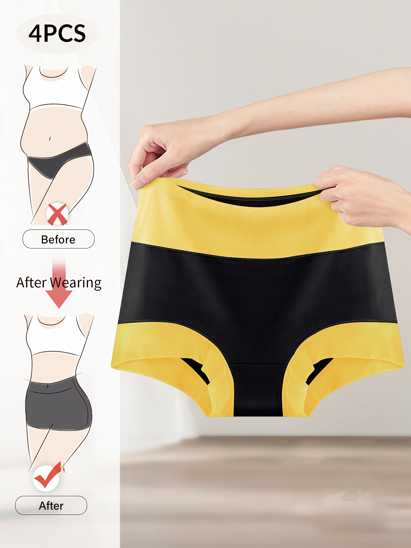 8-Pack Women's High-Waisted Boxer Briefs in 8 Vibrant Colors - Soft & Stretchy Blended Fabric Underwear with Tummy Control, Contrasting Edges, 95% Elastic Fiber, 180 Grams Per Square Meter Breathable Fabric for Everyday Comfo