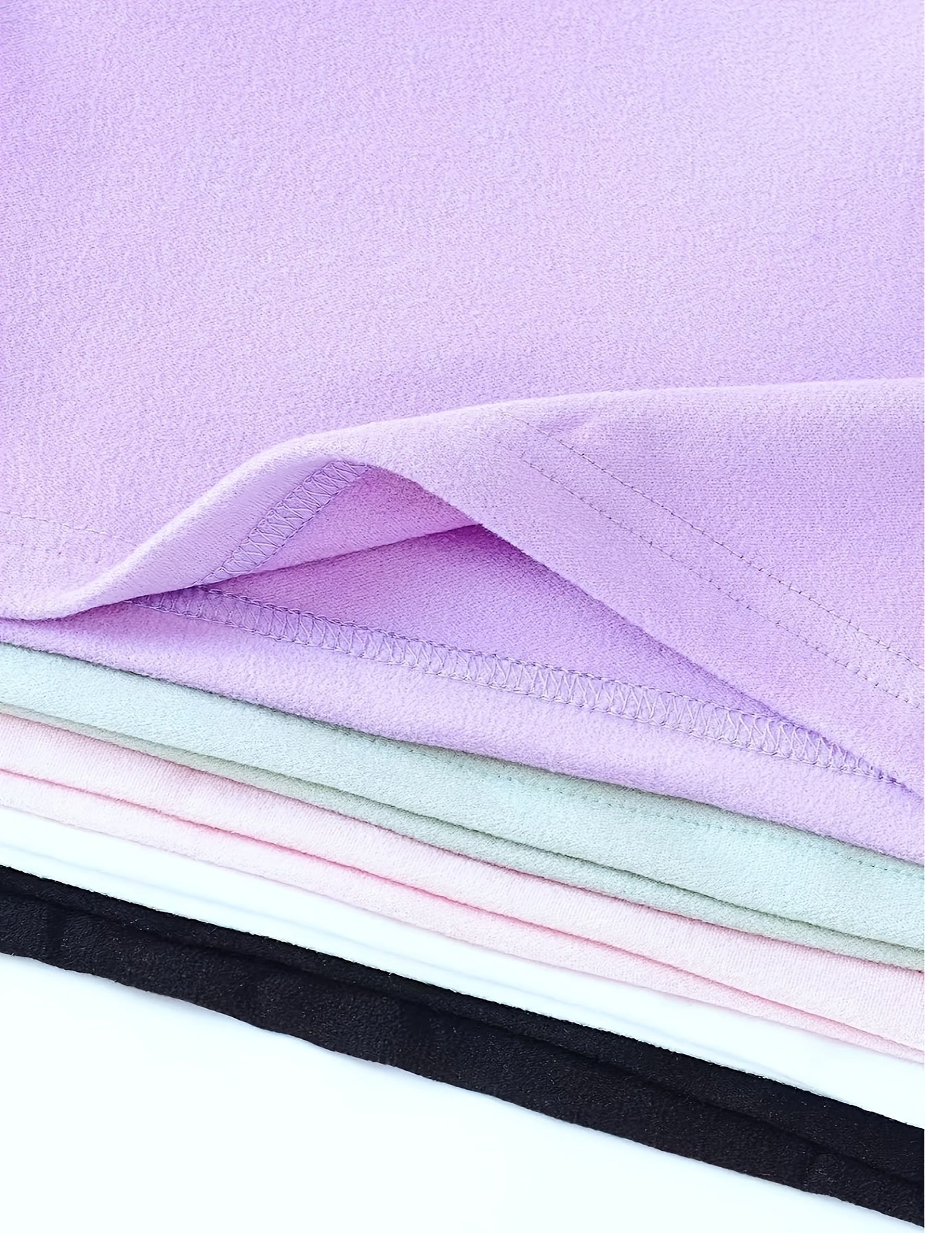 5pcs Girls' Thermal T-Shirts - Soft Warm Winter Long Sleeve Tops, Solid Color Round Neck Casual Blouses, High-Elastic Fabric for Easy Layering, Hand Washable ' Everyday Cold Weather Clothing (5pcs Bundle)