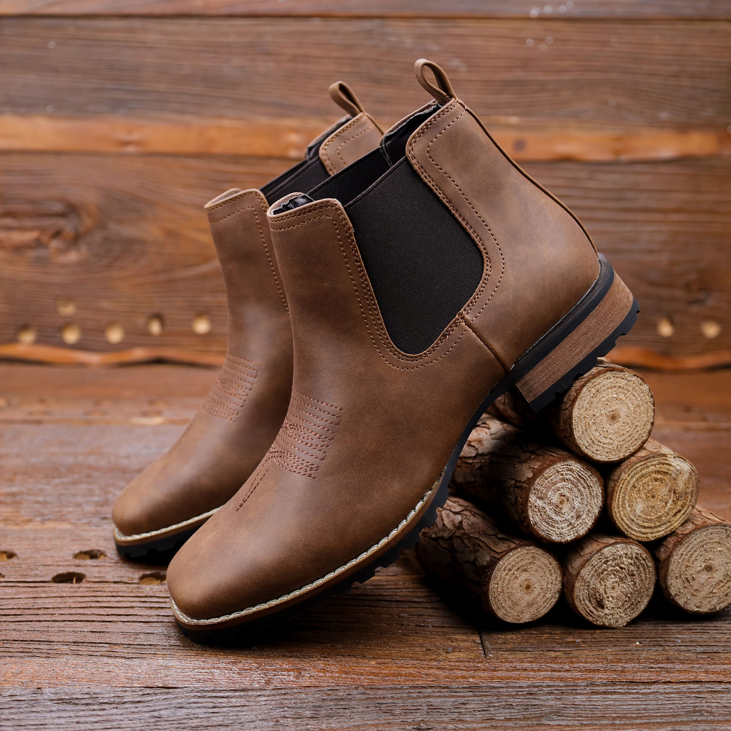 Men'S Slip-On Boots - Brown Formal & Casual Shoes, Non-Slip Rubber Sole, All-Season Everyday & Formal Wear, Easy-Clean Footwear for Office, Outings, Parties - Classic Men'S Boots, Office Footwear, Sleek Design, Durable Constr