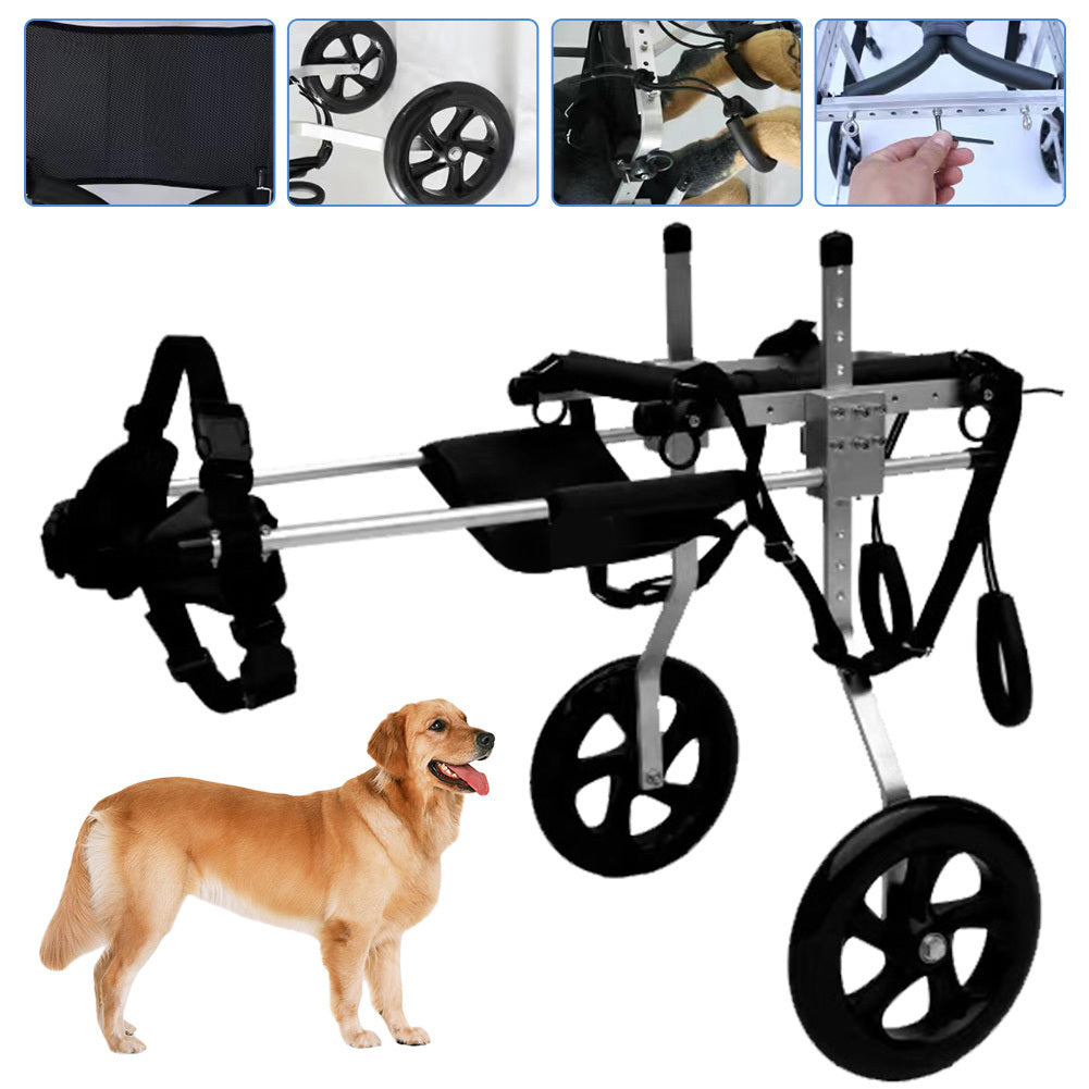 Adjustable Heavy-Duty Dog Wheelchair Cart for Large Breeds - Paralysis & Mobility Aid with Rear Limb Support, Hip Brace & Quad-Leg Stability - Lightweight Foldable Pet Wheelchair for Disabled Labrador, German Shepherd, (Up to