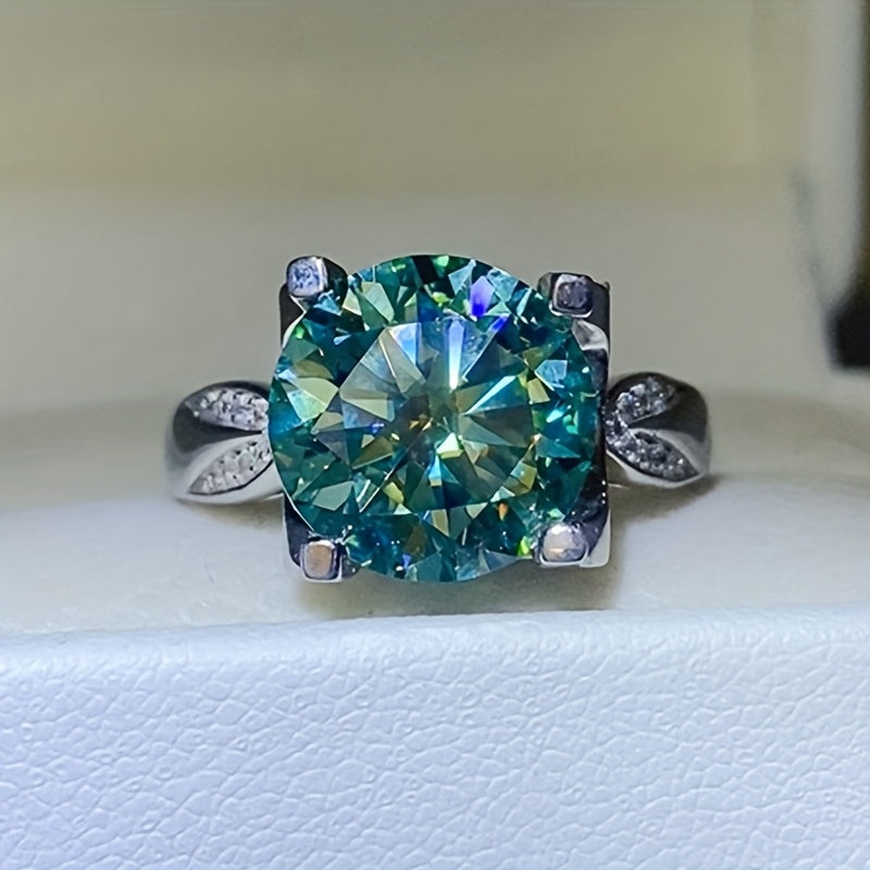 1pc S925 925 Silver Inlaid 5 Carat Moissanite Ring Birthday Party Luxury Gift for Men And Women