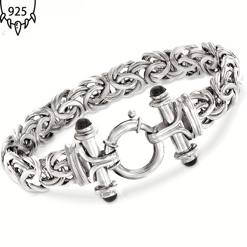 925 Silver 8mm Classic Byzantine Bracelet, Handmade Women's Jewelry, Anniversary Graduation Valentine's Halloween Thanksgiving Christmas Father's Mother's Day Gift, Exquisite Gift Box, Perfectly Suited, Graduation Present, Se