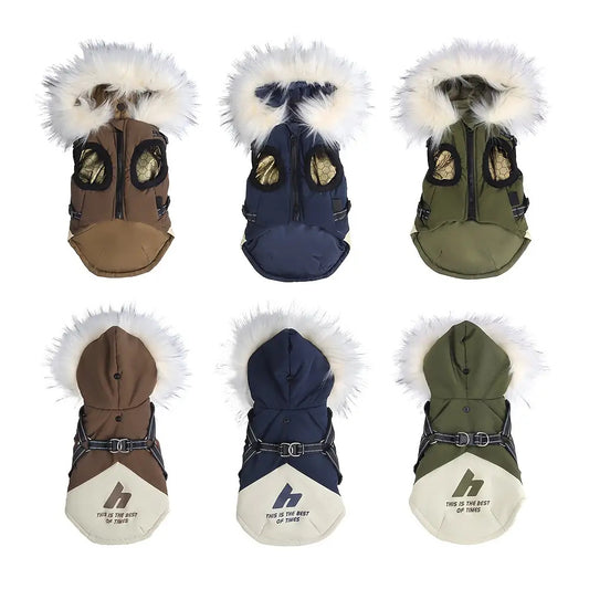 Warm Fleece-Lined Windproof Dog Jacket for Small/Medium/Large Puppies & Pets - Hooded Winter Coat with Plaid/Tan/Brown/Black/Navy Blue/Green, Zipper or Snap Closure, Cozy Fleece Vest for Shih Tzu, Pomeranian, Chihuahua