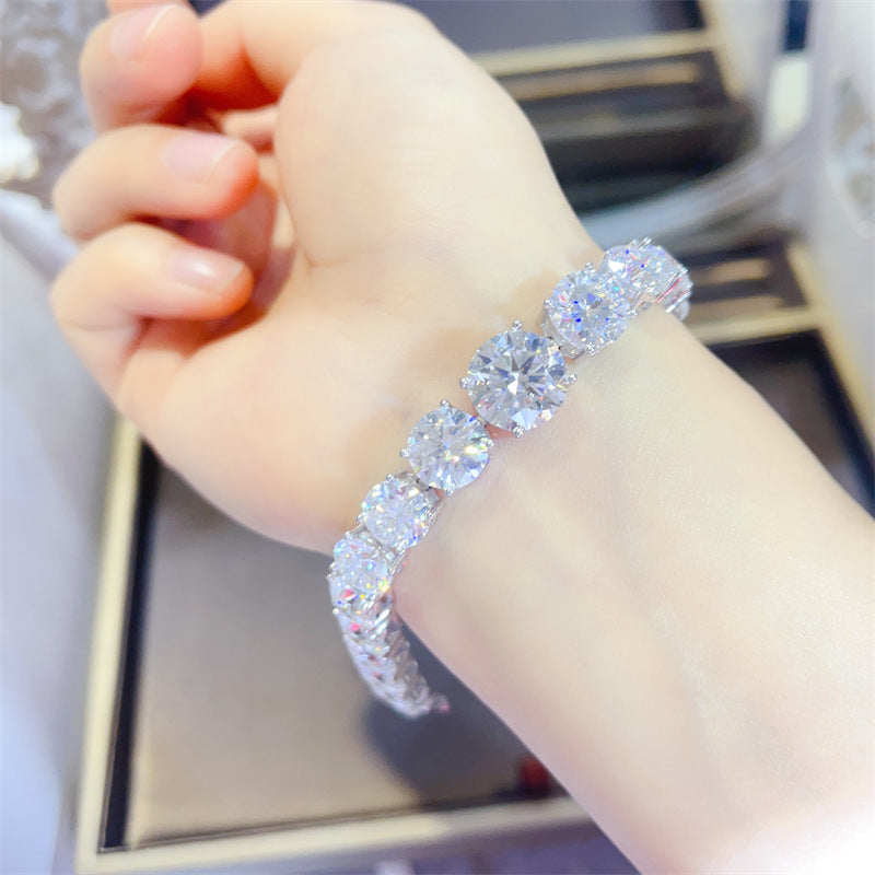 5-Carat White Moissanite Tennis Bracelet - Hip-Hop Style Unisex Jewelry, Durable Sparkling Stones for Casual Attire, Weddings, Parties & Anniversaries, Tennis Gifts, Tennis Bracelet for Women High Quality, Moissanite Tennis B