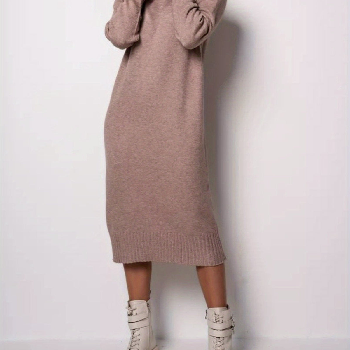 High Neck Dress Autumn and Winter New Loose Inner with Solid Color Thin Sweater Skirt, Winter Outfit, Seasonal Fashion, Elegant Design, Loose Fit, Cozy Material, Durable Construction, Women'S Dress, Long Sleeve Dress, Fashion