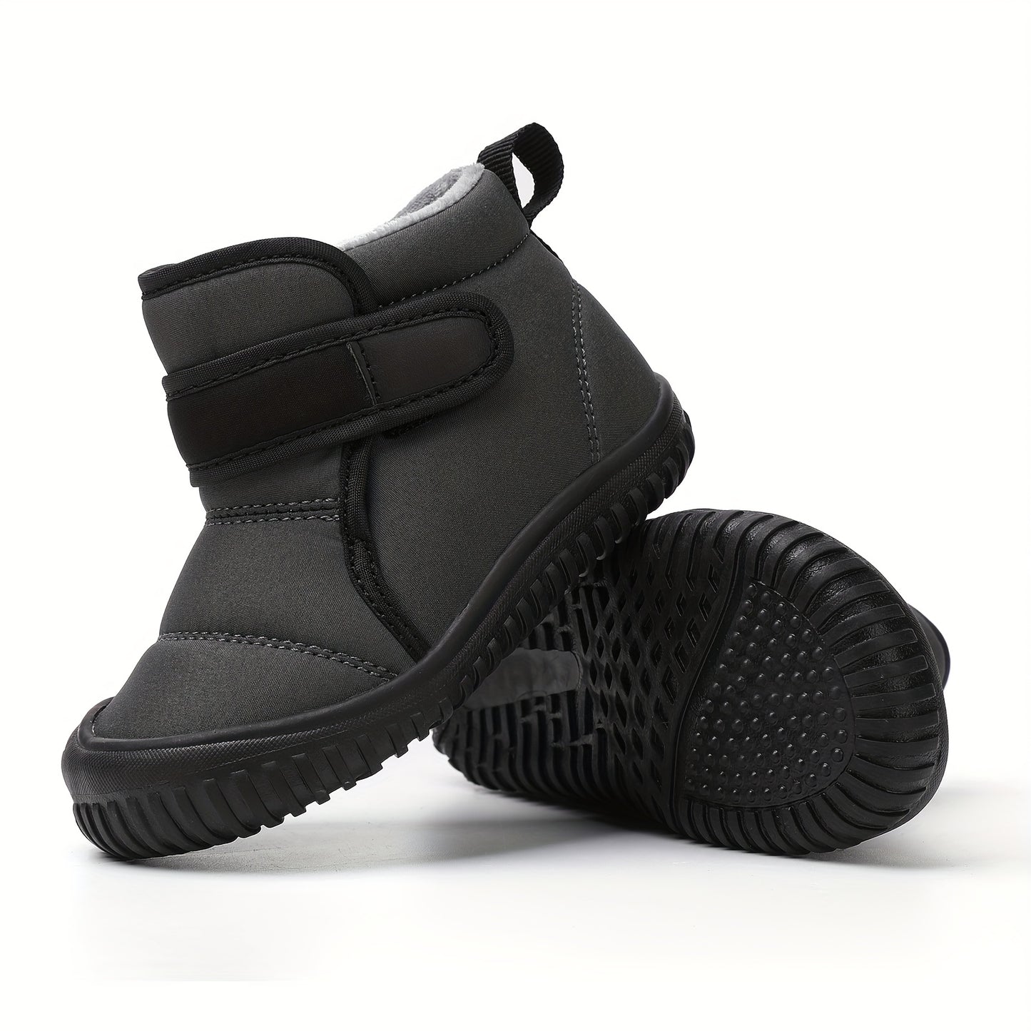 [Winter Warm Snow Boots] Winter Warm Snow Boots | Soft Fabric Lining & Cushioned Insole | Black/Pink/Gray Casual Shoes for Boys & Girls, Easy Slip-On with Durable Rubber Sole