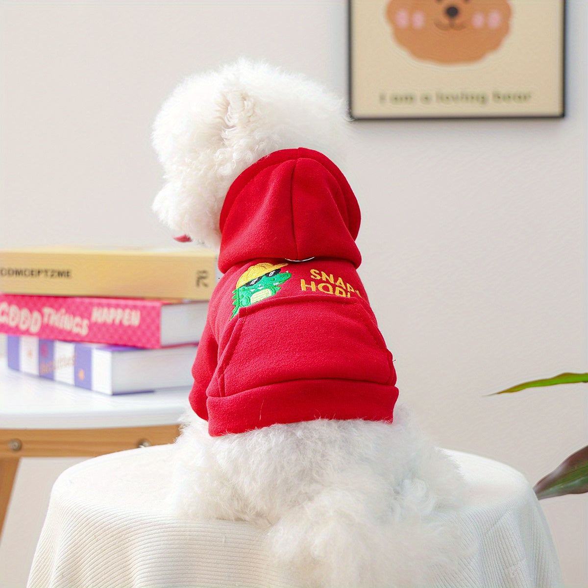 Small Dog Sweatshirt- Warm Winter Gear Suitable for Puppies and Small Dog Breeds, Soft and Easy-to-Button Design, Comfortable Red Pet Clothing for Chihuahuas, Pomeranians, Shih Tzus- Autumn and Winter Indoor Wear, Fun Pattern