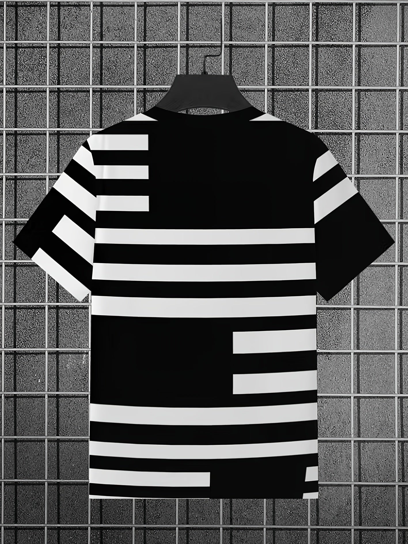 5pcs Set Fashion Color Block Digital Print Men's T-Shirt