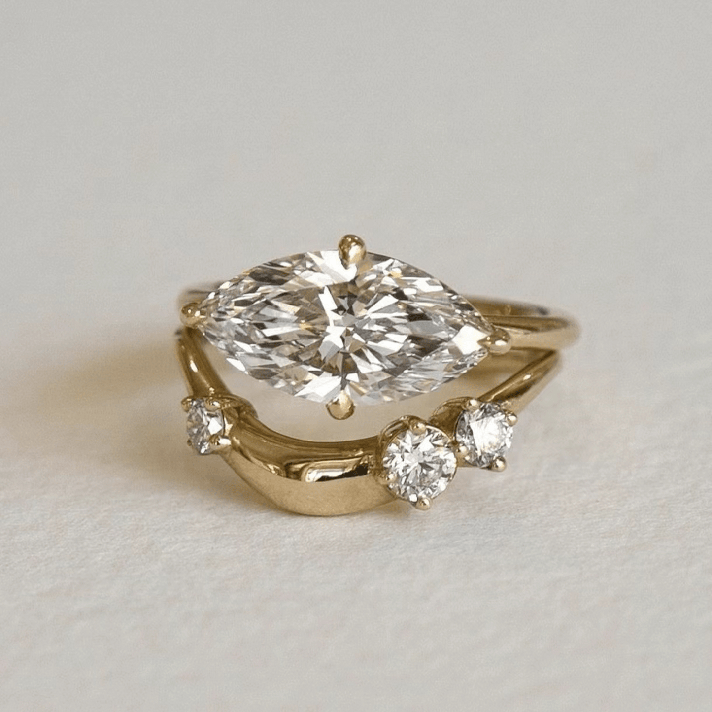 Give Exquisite Gifts European and American Fashion Luxury Ins Style S925 925 Silver Inlaid Moissanite Marquise 6*12mm Two-piece Kit Ring Ring