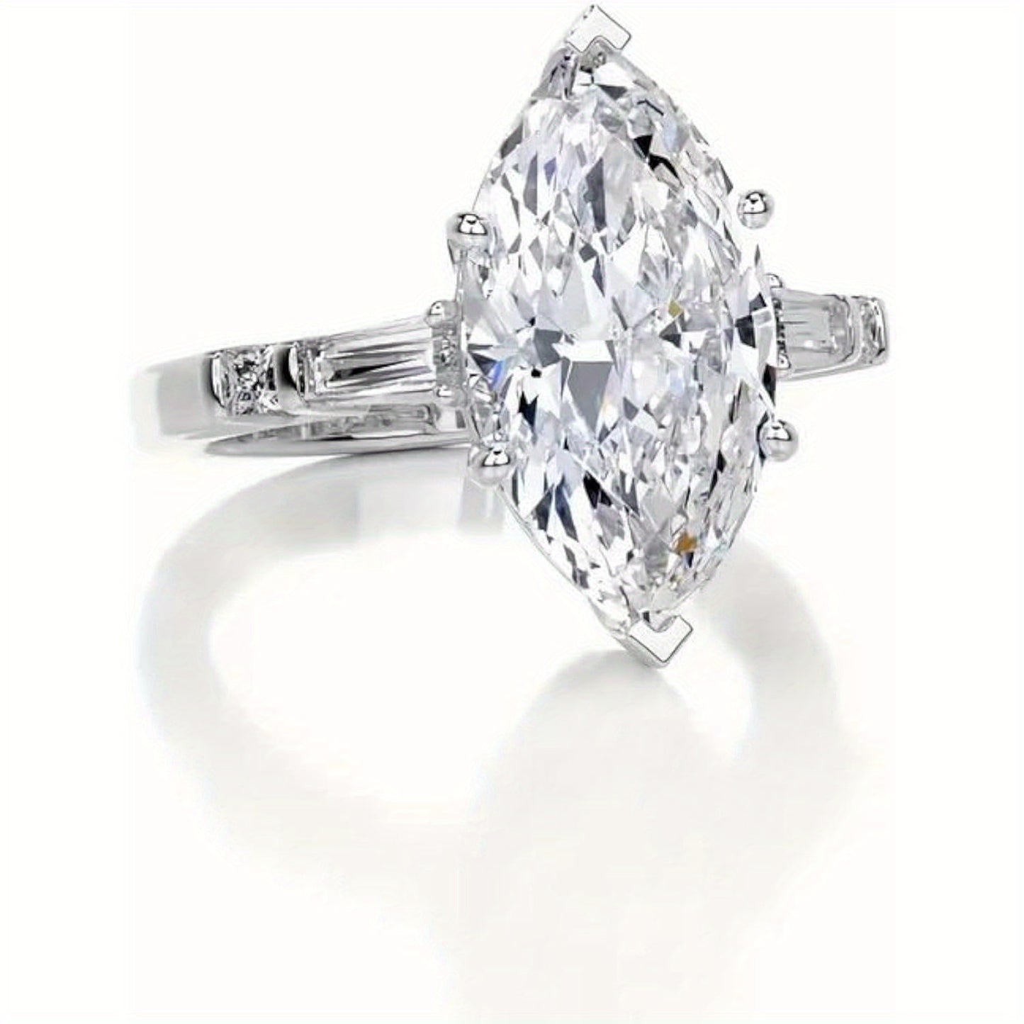 1pc 4.3ct Olive cut Moissante engagement ring Women'S Silvery Moissante Ring Daily life Marriage marriage gifts