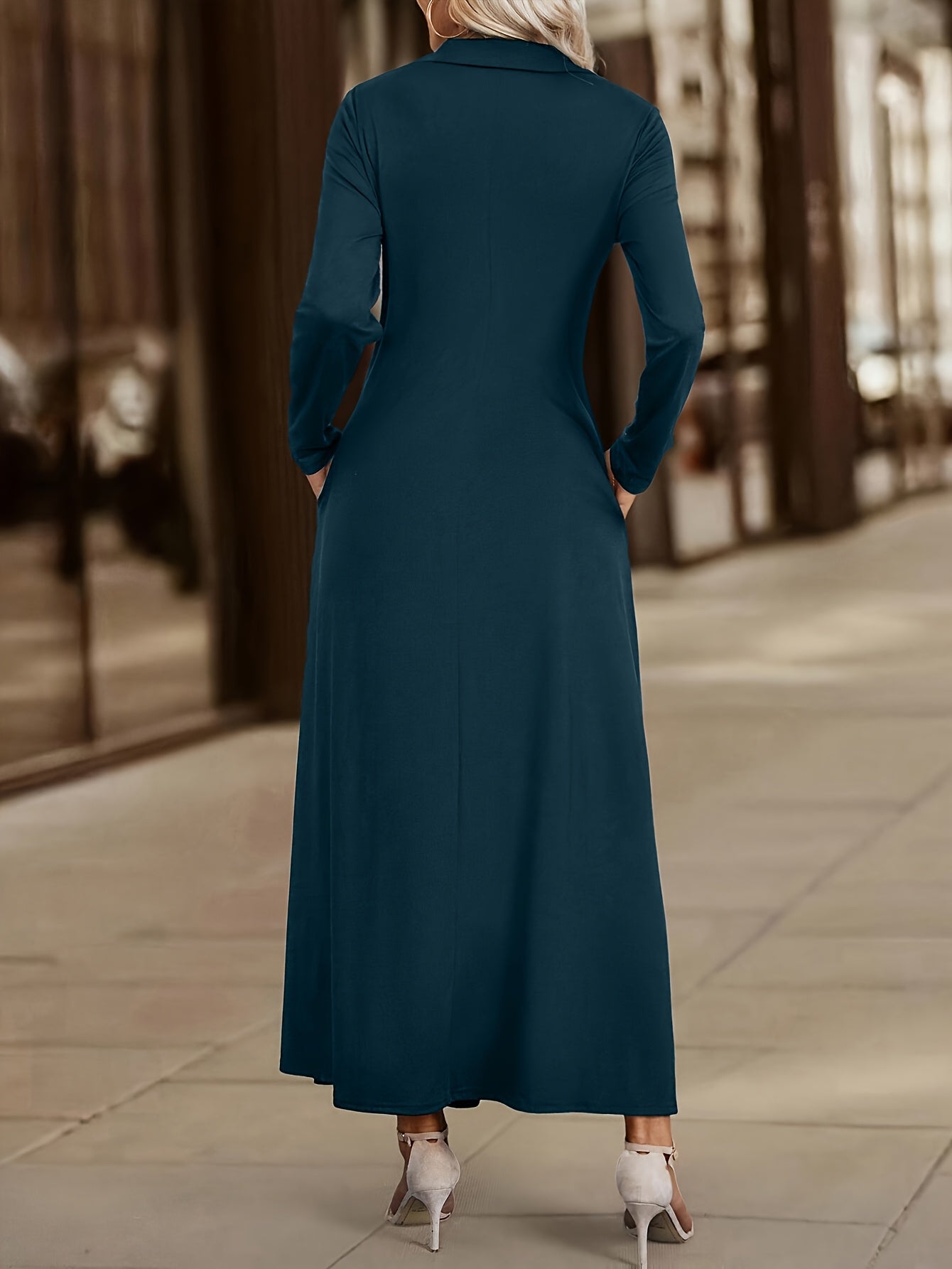 [Stylish Long-Sleeve Dress] New Stylish And Elegant Solid Color Long-Sleeve Dress for Women