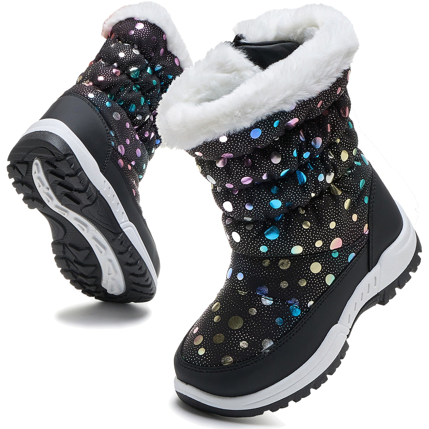 DACLAY Girls' & Boys' Winter Snow Boots with Plush - Thick Insulated Outdoor Hiking Boots with Zipper Closure, Round Toe & EVA Sole - All-Season Snow Boots for, Toddler, Kids (spring/fall/winter) - Warm & Durable, Casual & Sp