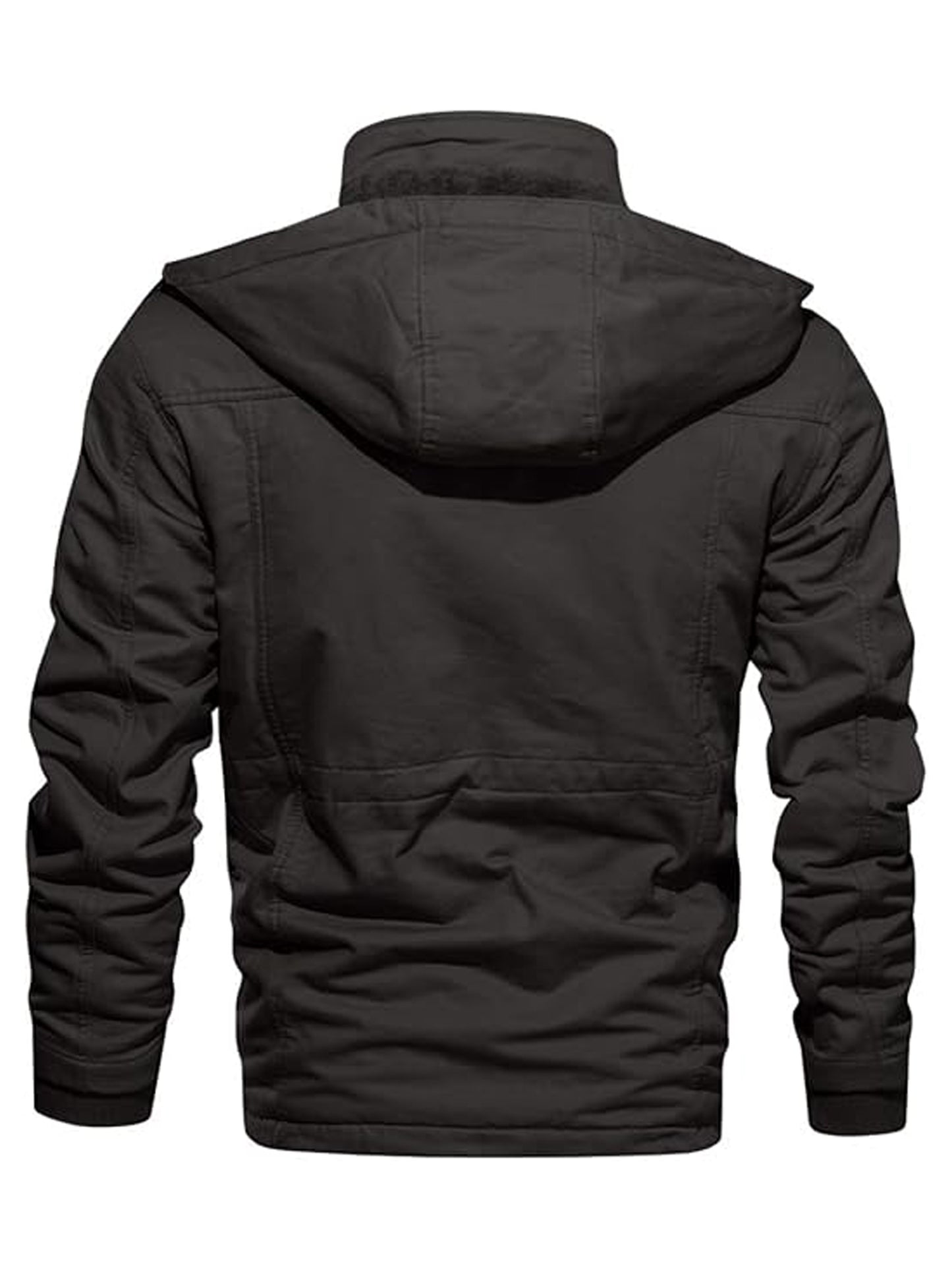 Men's Winter Windproof Full-Zip Jacket with & Detachable Hood - Heavy-Duty Multi-Pocket Parka Coat Suitable for Outdoor,, - Machine Washable Warm Jacket