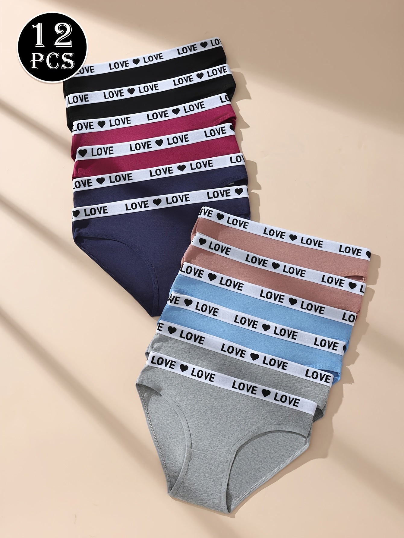 12 Simple And Colorful Mixed Bag Fashionable Sports Women's Underwear, Made Of Soft, Breathable, Elastic And Non Sticky Fabric, Suitable for Daily Wear