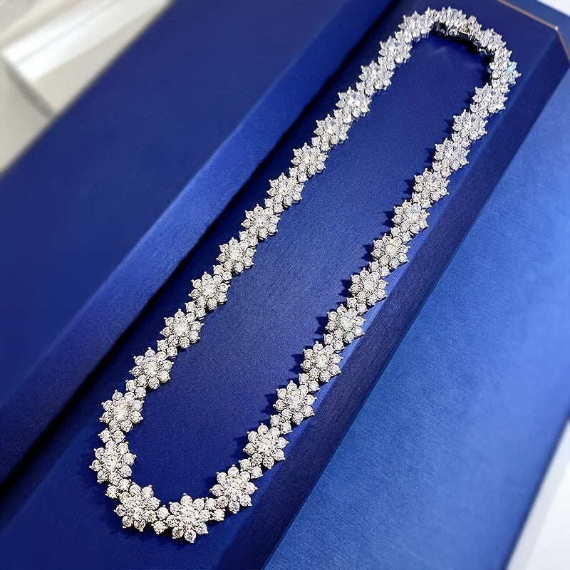 1pc Exquisite 4 carat Moissanite Sunflower Necklace S925 Sterling Silver - exquisite Bohemian design, gift for mom, her, birthday, wedding, anniversary, engagement, graduation - white, elegant, timeless