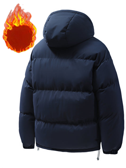 Men's & Women's Winter Padded Hooded Jacket - Thick Cold-Resistant Coat with Fill, Machine Washable Windproof Outer, Unisex Breadshell Jacket for Couples (Regular Fit, Pockets) - Autumn/North Wind Dress