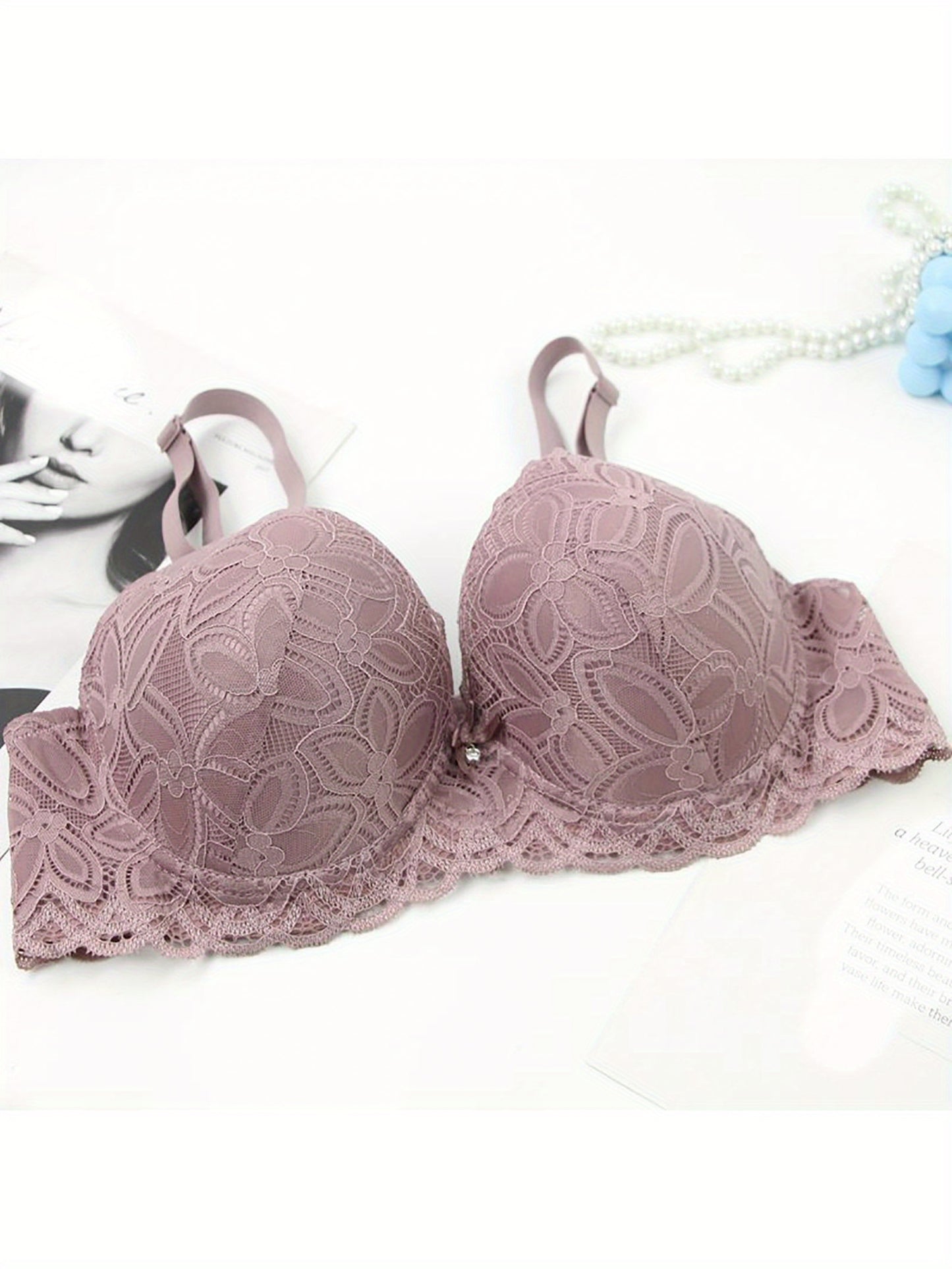 3pcs Women'S Wireless Push Up Bras - Full Coverage Wire-Free Everyday Support, Soft Breathable Fabric, Adjustable Straps & Lace Trim, 3 Colors (Pink/Beige/Light Blue) - Daily Comfort Lingerie, Wireless Bras, Casual Attire, El
