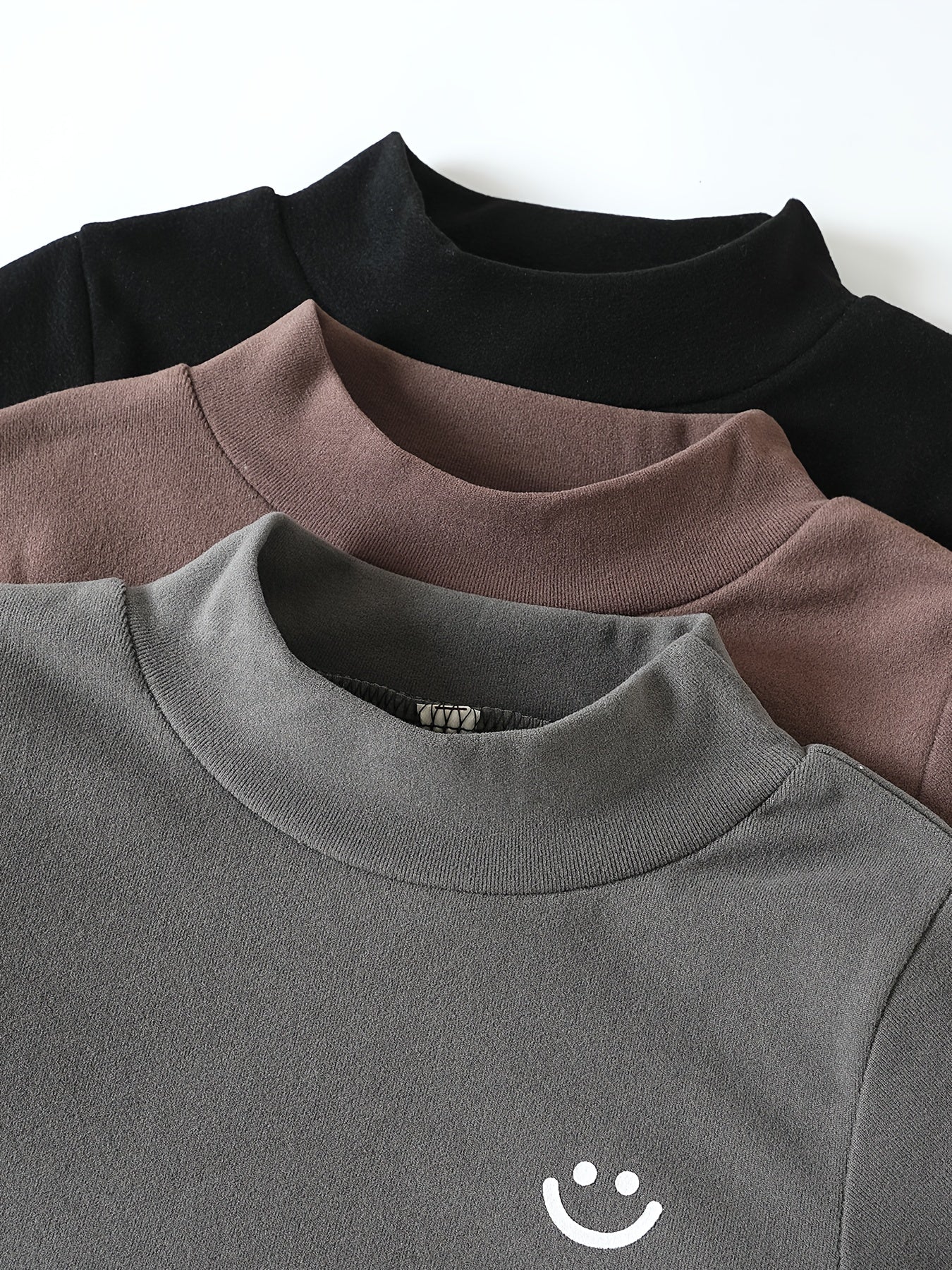 3 Sets of Stylish Thermal Fleece Tops And Long Pants for Boys, Featuring Easy Solid Colors in a Multi-pc Combination