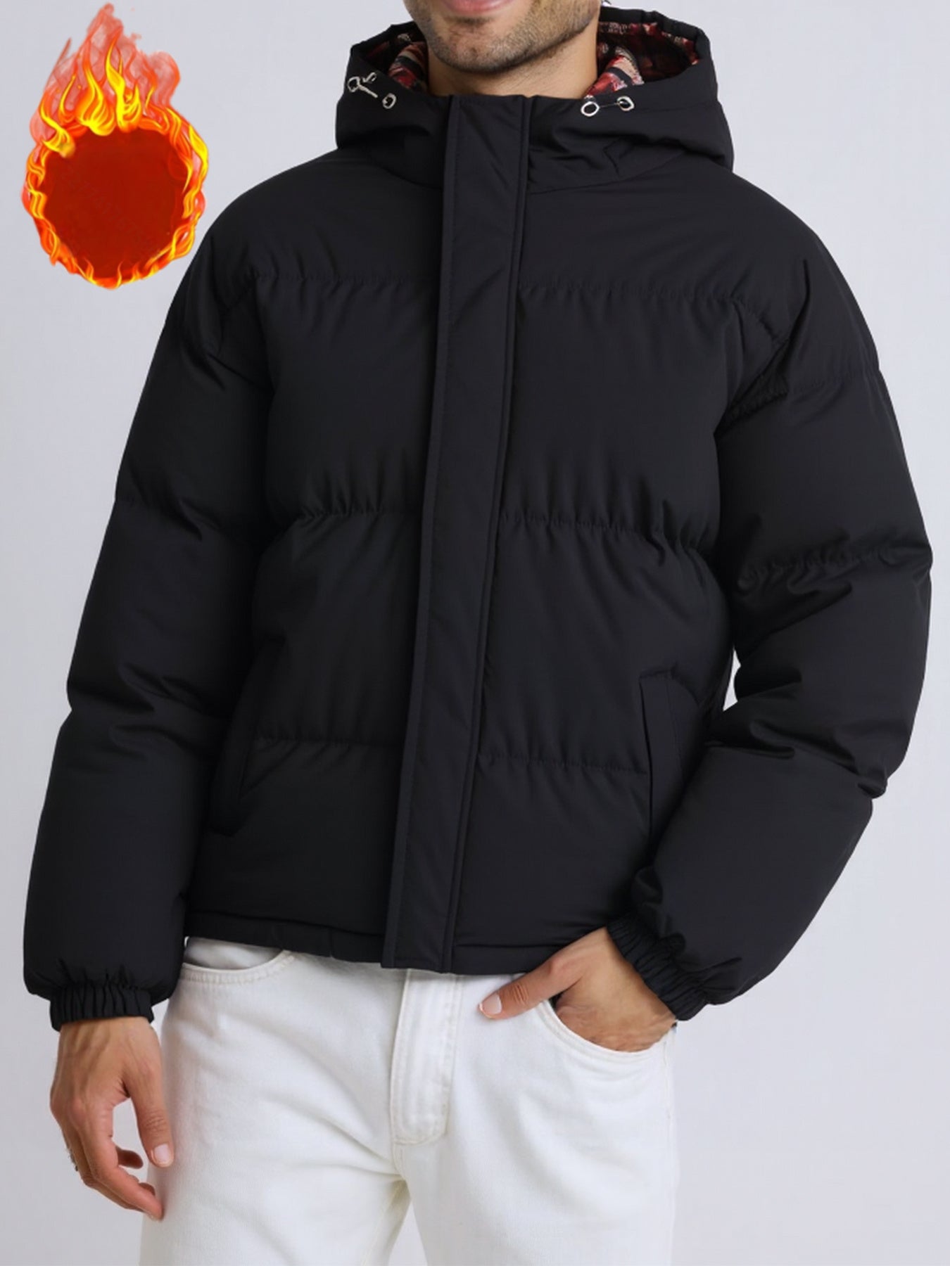 Men's & Women's Winter Padded Hooded Jacket - Thick Cold-Resistant Coat with Fill, Machine Washable Windproof Outer, Unisex Breadshell Jacket for Couples (Regular Fit, Pockets) - Autumn/North Wind Dress