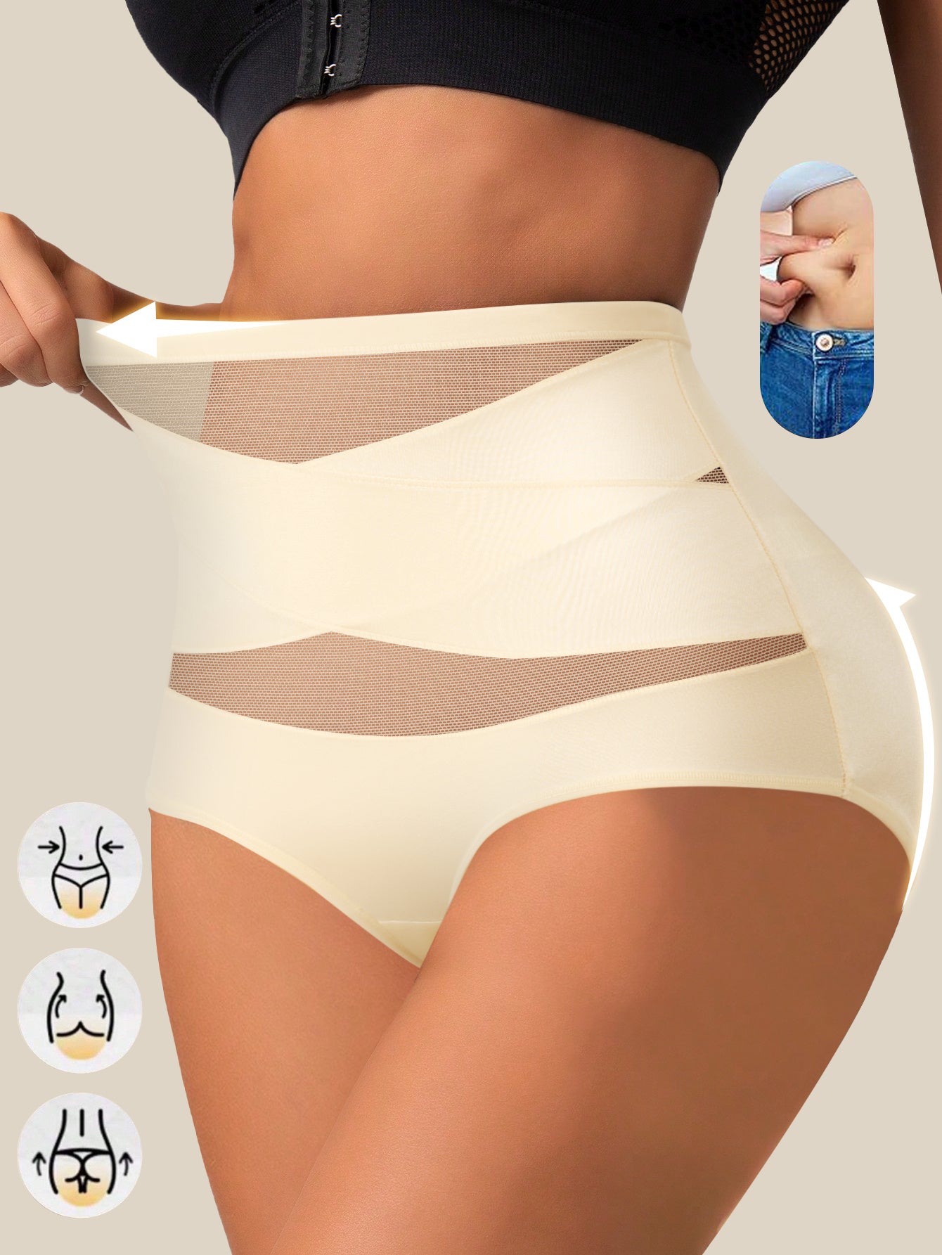 QUASTI 4pcs Women Underwear High Waist Tummy Control Panties Seamless Shapewear Briefs Butt Lifting Body Shaper Reduce Waistline Full Coverage Support, High Waist Tummy Control Panties, High Waist Panty for Women, High Waiste