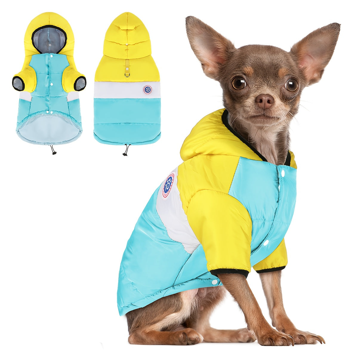 Warm Dog Hooded Jacket Winter Coat for Small to Medium Dogs - Soft Insulated Pet Jacket with Hood, Easy Buckle Closure, Machine Washable Orange Outerwear for Cold Weather Walking, Hiking & Outdoor Adventures - Safe & Warm Dog