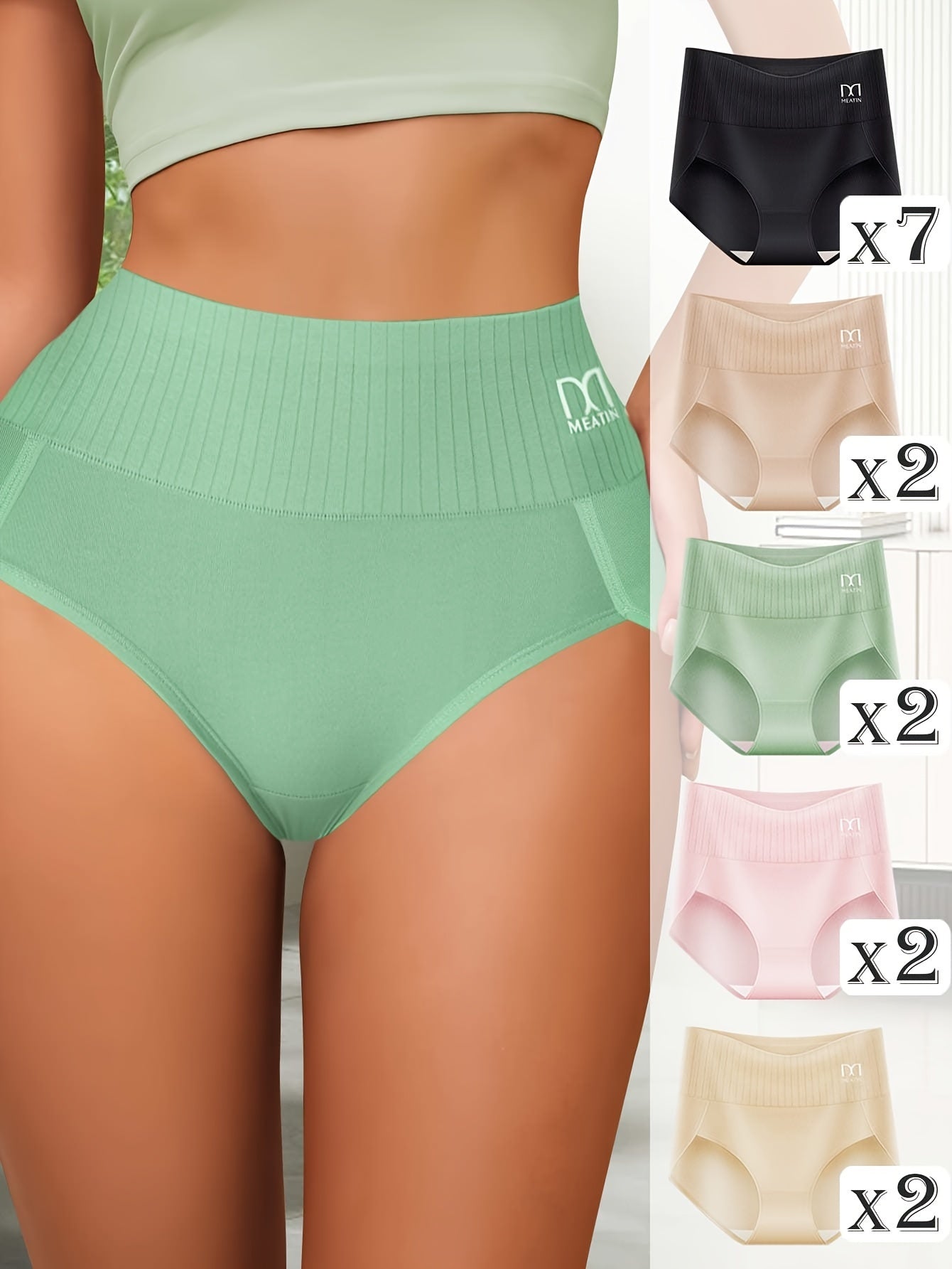 15pcs Colorful Women'S Stripes Breathable & Comfortable Fit Women'S High Waisted Panties Elastic Soft Hip Wrapping High Waisted Thigh Panties Student Back To School Sports Panties & Women'S High Waisted Fashion Panties