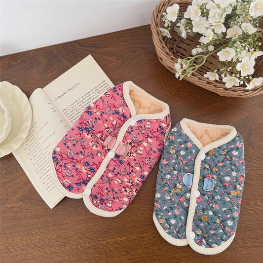 2pcs-Autumn and Winter New Pet Clothing with Leash Ring New Autumn and Winter Pet Clothes Small Dog Clothes Cat Autumn and Winter Warm Comfortable Pet Vest, Leash Attachment Clothing, Seasonal Pet Warmth Solution, Small Anima