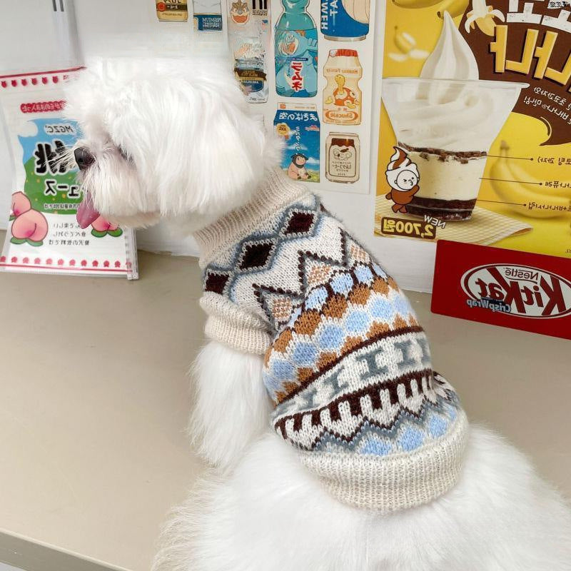 Small/Medium Dog Sweater Winter Warm Pullover - Thickened Beige Sweaters for Pomeranian, Chihuahua, Poodle, Shih Tzu - Soft Cozy Puppy Clothes with Easy Slip-On, Cute Pet Outfit for &