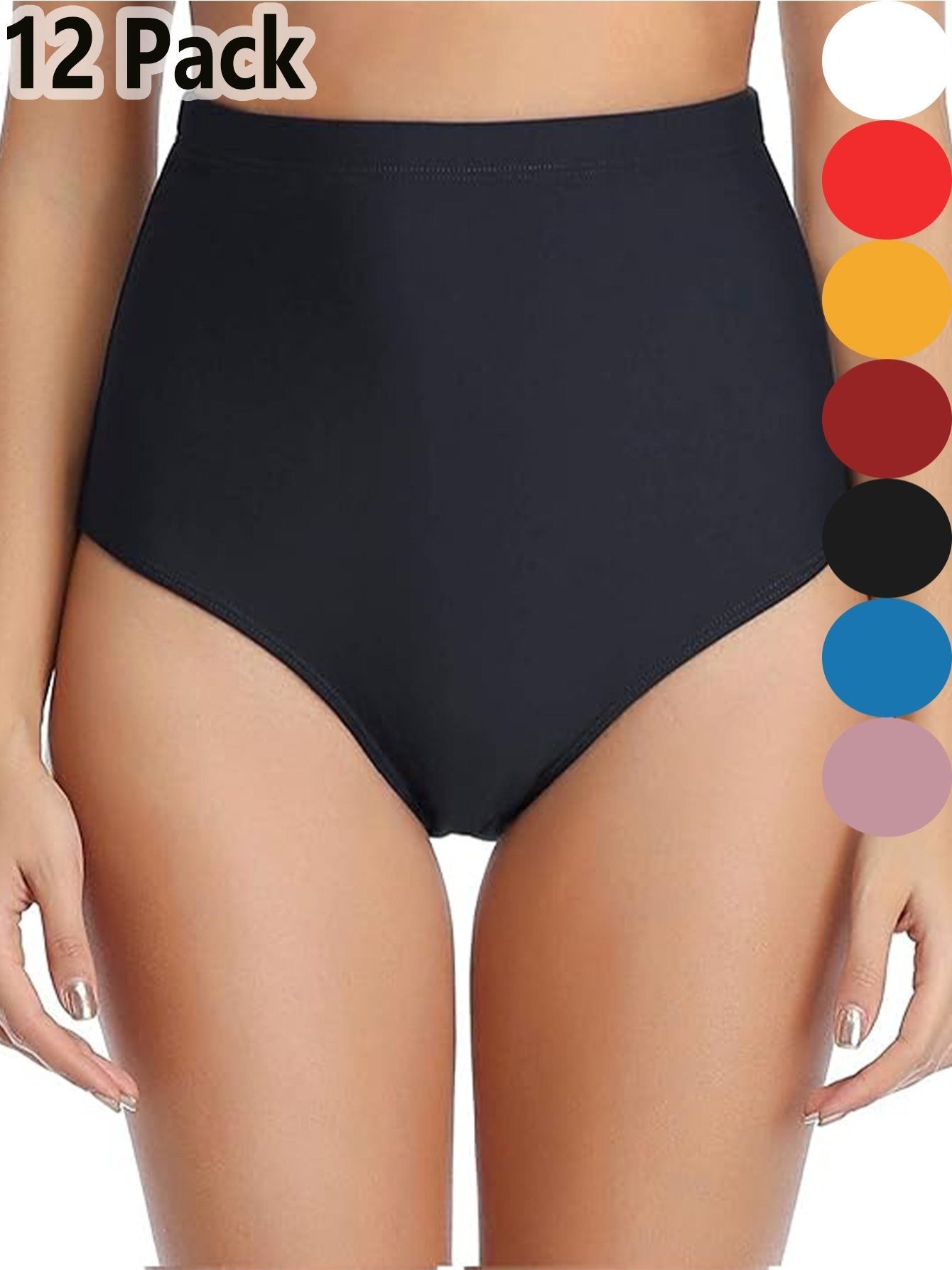 12 Pcs High Waist Tummy Control Briefs, Comfy Breathable Stretchy Intimates Panties, Non-See-Through Underwear