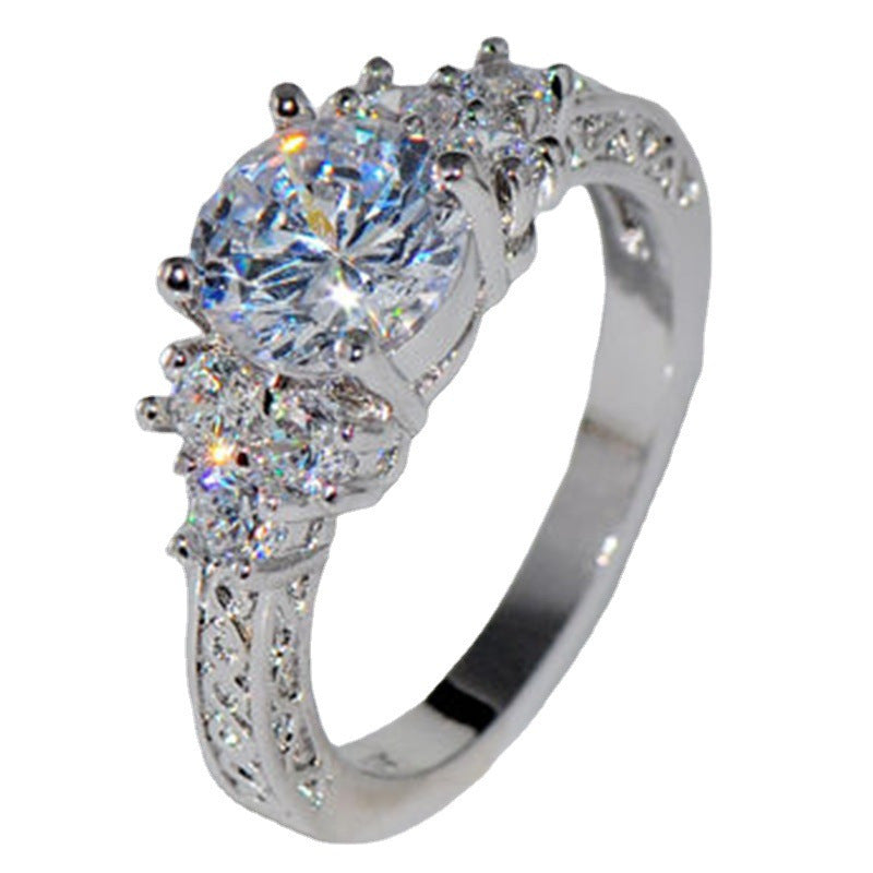 Chenrui Wish Eight Hearts Eight Arrows Lab-Created Ring - Round-Cut Center Stone (Moissanite Alternative) with Marquise & Pave Band, Wedding Engagement Ring for Women, Affordable Luxury Jewelry, Year-Round Wear, Moissanite-Gr