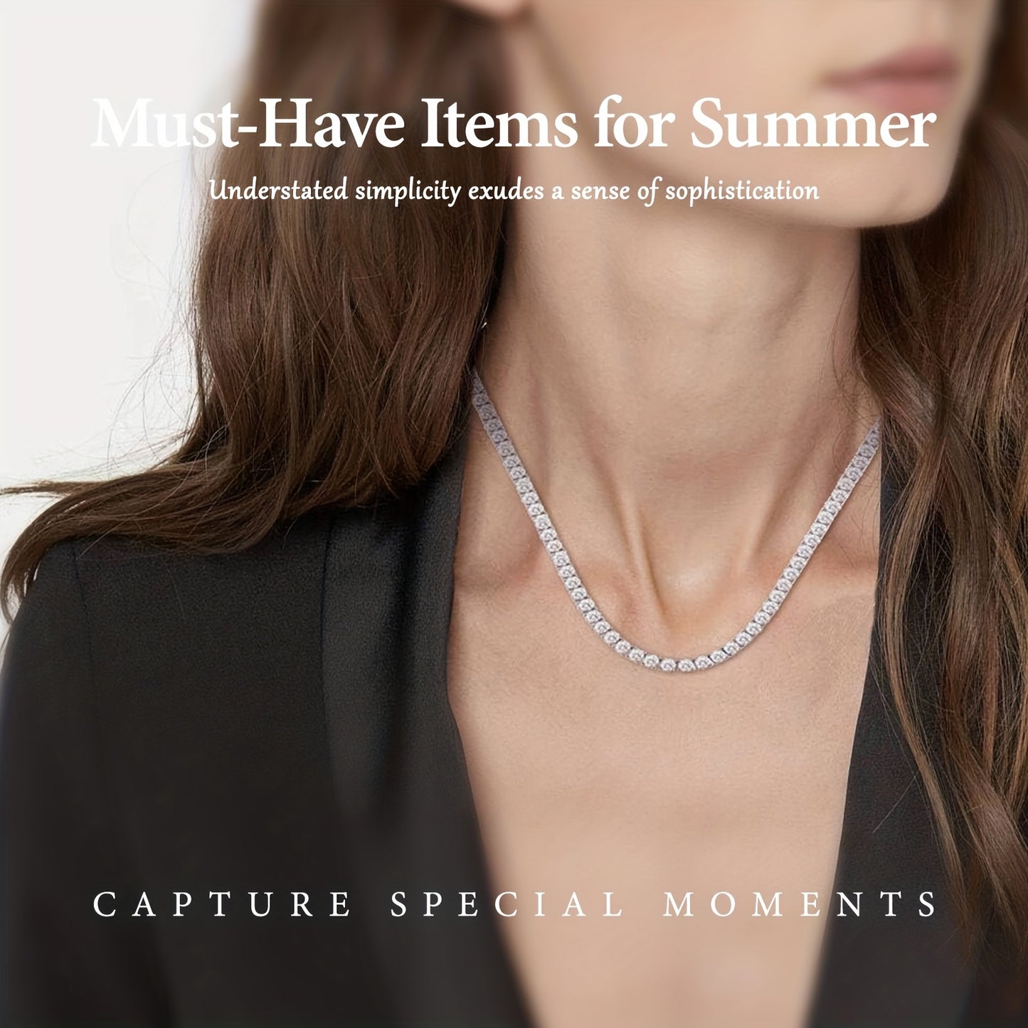 4mm Moissanite Tennis Necklace, S925 Silver Women'S Necklace, Four Sizes Available (18/20/22/24inch), Banquet/party/dinner Senior Accessories, Suitable for Gifts | Party Wedding | Birthday | Christmas | Halloween | Thanksgivi