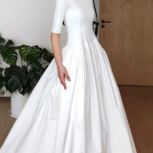 [Elegant French Style] Elegant French Style Maxi Dress | Smock Waist & Ruffle Hem | Party Wedding Guest Gown, Machine Washable Spring Summer Fall Formal Evening Dress