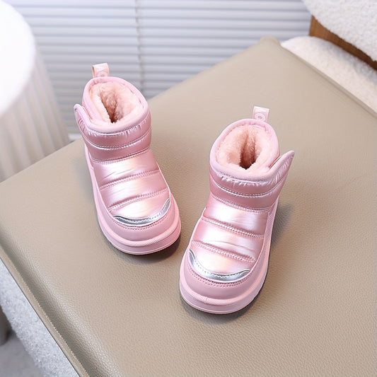 Girls' Winter Snow Boots - Easy Slip-On Closure, Soft Cushioned Insole & Non-Slip Rubber Sole - All-Season Indoor/Outdoor Shoes - & Pink Color Options, Winter Boots For Girls, Indoor Footwear, Fabric Upper, Toddler Footwear