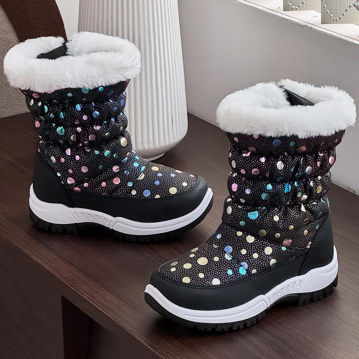 DACLAY Girls' & Boys' Winter Snow Boots with Plush - Thick Insulated Outdoor Hiking Boots with Zipper Closure, Round Toe & EVA Sole - All-Season Snow Boots for, Toddler, Kids (spring/fall/winter) - Warm & Durable, Casual & Sp