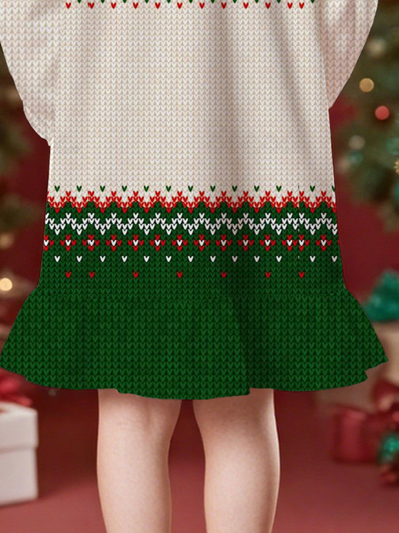 Girls' Christmas Party Dress - Red & Green Holiday Outfit with Flared Skirt, Formal & Everyday Winter Dresses for Girls, Easy-to-Wear Princess Birthday or Christmas Attire, Seasonal Celebration Wear, Festive Design, Comfortab