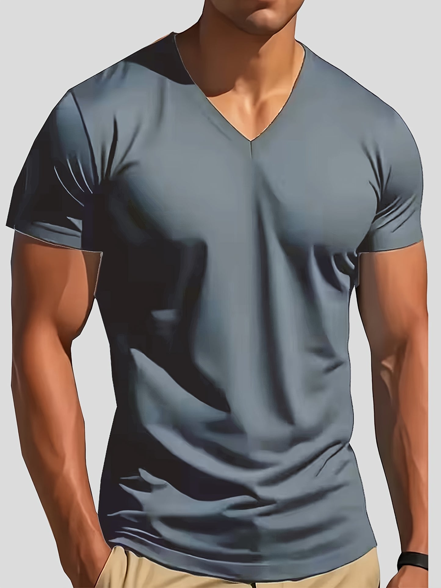 5-Pack Men'S V-Neck T-Shirts | Comfortable, Slightly Stretchable, Slim Fit, Versatile Design, Sportswear, Quick-Dry, Modern Style, Casual Sports Apparel