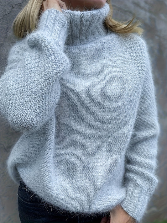 2025 Autumn/Winter New Women's Elegant Solid Color High Neck Long Sleeve Pullover