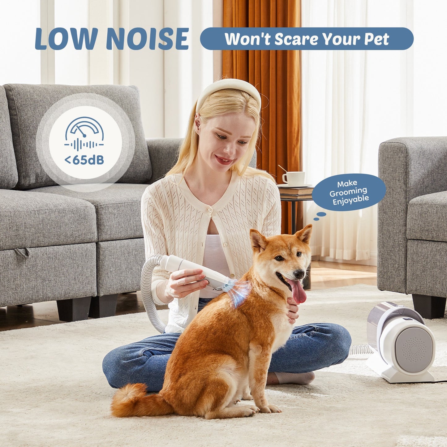 Professional Pet Grooming Vacuum Kit with Cordless Low Noise Dog Clippers, 2.5L Cup, 3 Suction Modes, and 5 Groomer Tools for Cats, Dogs and Other Animals Hair Trimmer