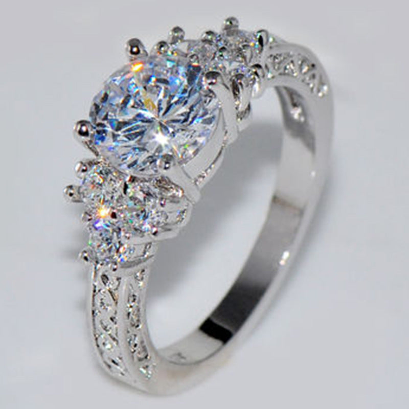 Chenrui Wish Eight Hearts Eight Arrows Lab-Created Ring - Round-Cut Center Stone (Moissanite Alternative) with Marquise & Pave Band, Wedding Engagement Ring for Women, Affordable Luxury Jewelry, Year-Round Wear, Moissanite-Gr