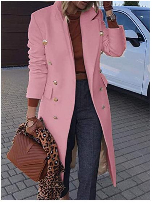 Plus Size, SCACTO Plus-Size Women's 2026 Fashion Autumn Winter New Mid-Length Double-Breasted Coat for Women Commuting Versatile Elegant Jacket.The size is a bit small. Please consider ordering one size larger.