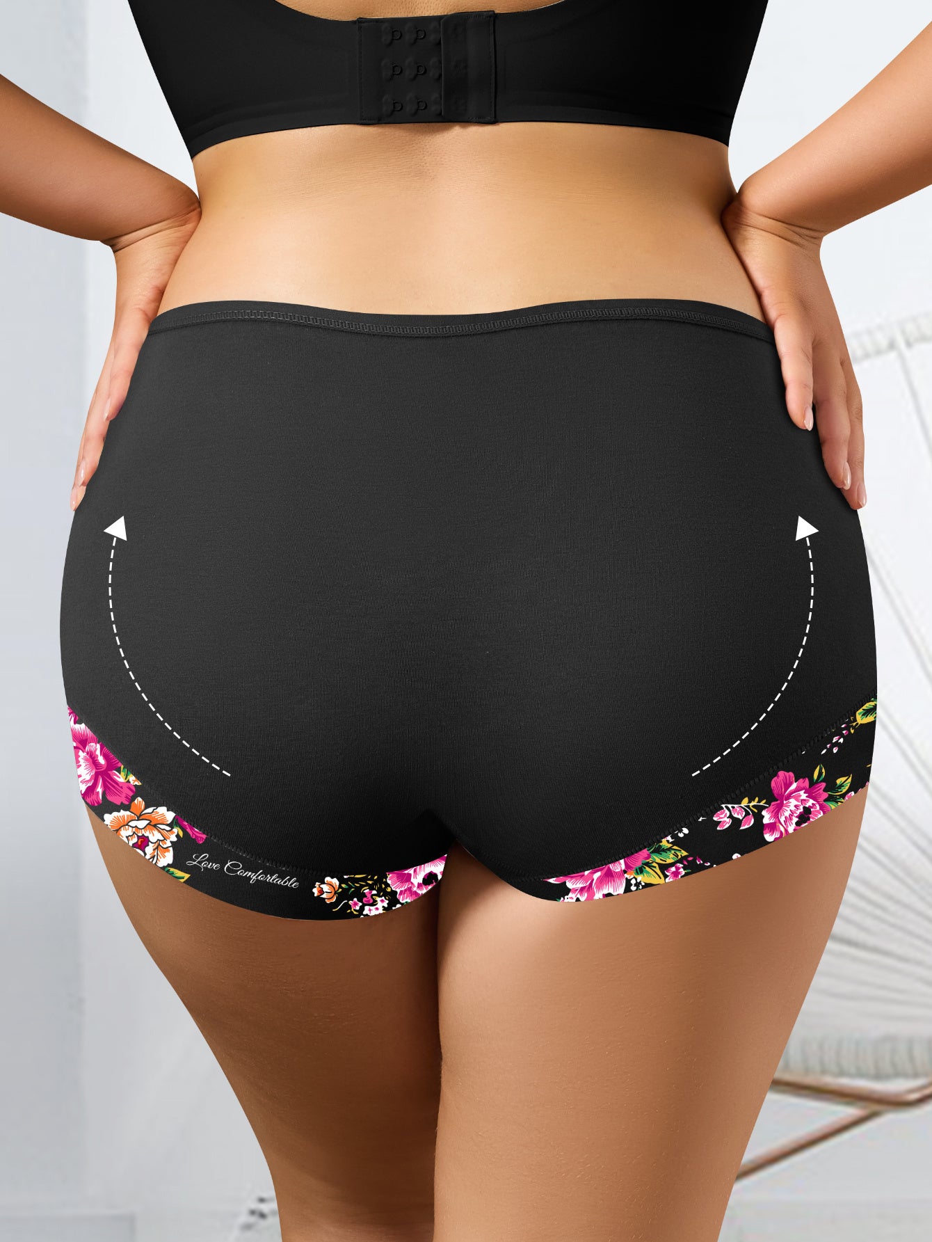 12pcs Women'S High Waisted Plus Size Underwear with Romantic Printed Design, Breathable And Not Constricting, Comfortable Base Layer Triangle Pants